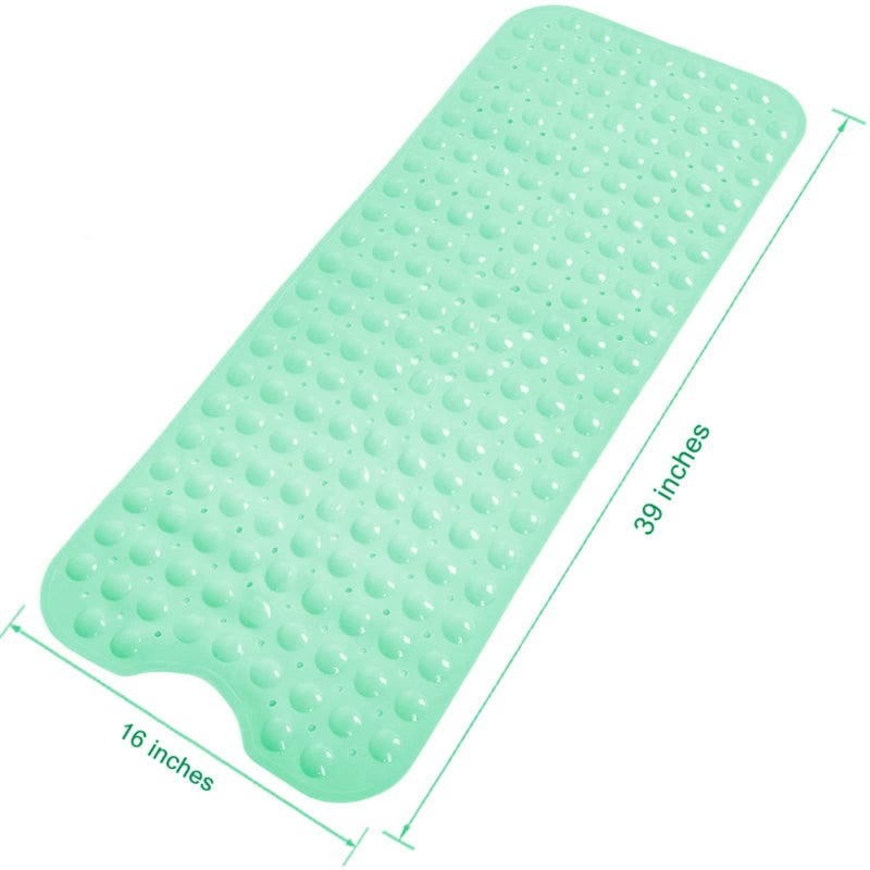 COMUSTER Anti Slip Extra Long Bathtub and Shower mat 39" x 16", Wet Floor Non-Slip for Elderly & Kids Bathroom, 30% Longer Bathtub Mats, 200 Suction Cups, Drain Holes, Machine Wash (Clear Blue) - Image 2